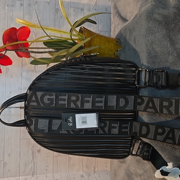 Stunning Karl Lagerfeld Black Backpack with Character Accents NWT - Picture 4 of 11